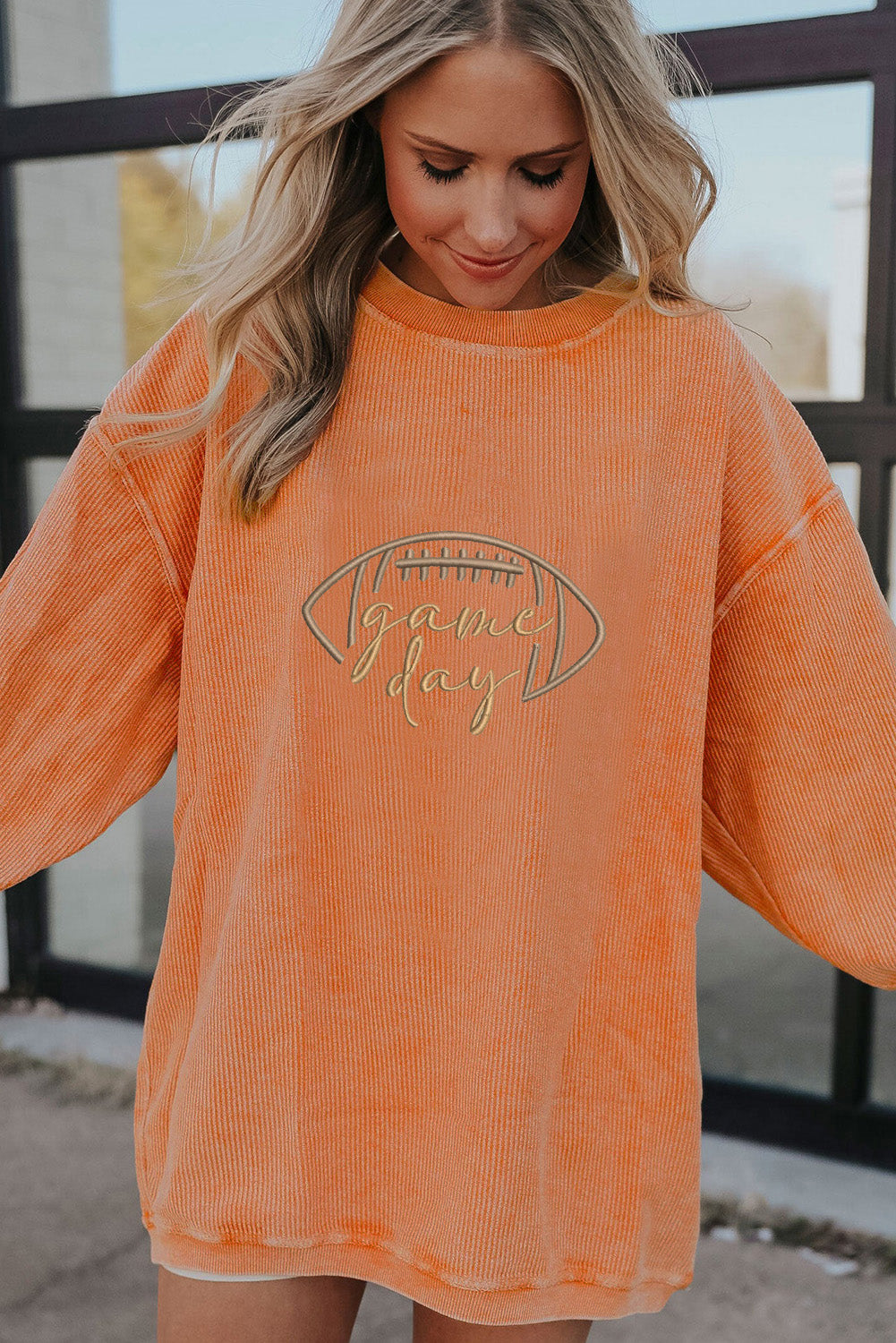 Embroidered Game Day Corduroy Sweatshirt