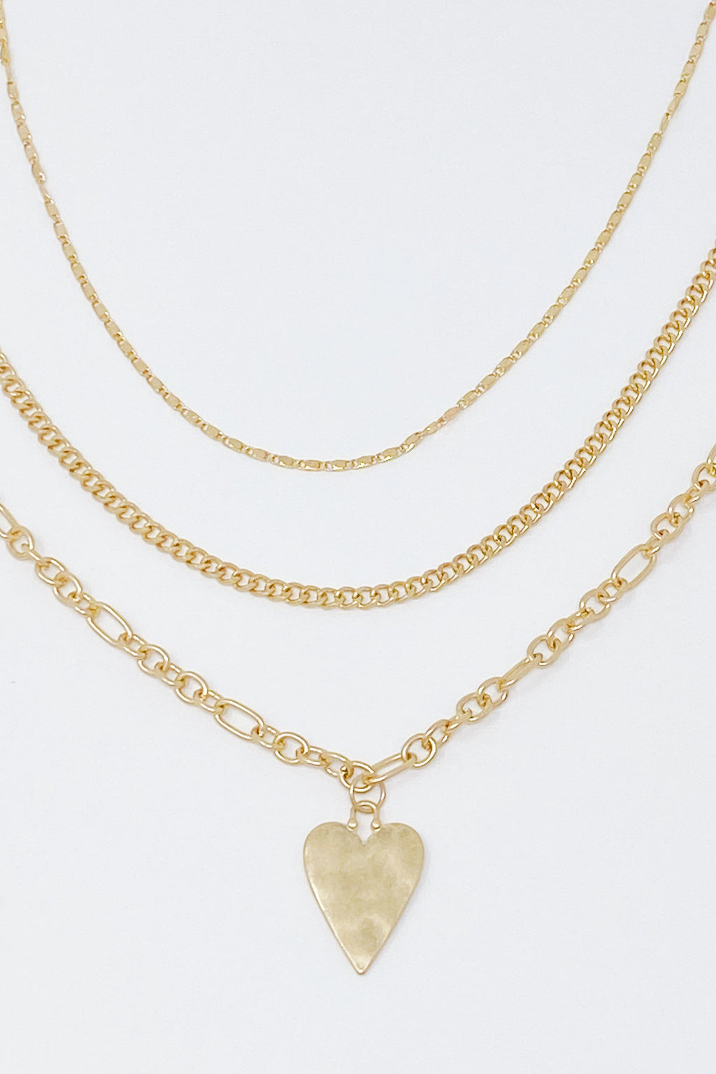 Gold Heart Layered Necklace Set