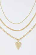 Gold Heart Layered Necklace Set