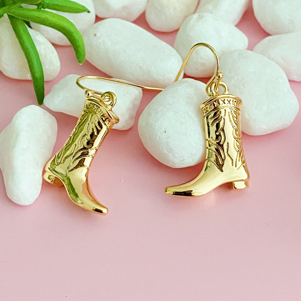 Gold Cowgirl Boot Earrings