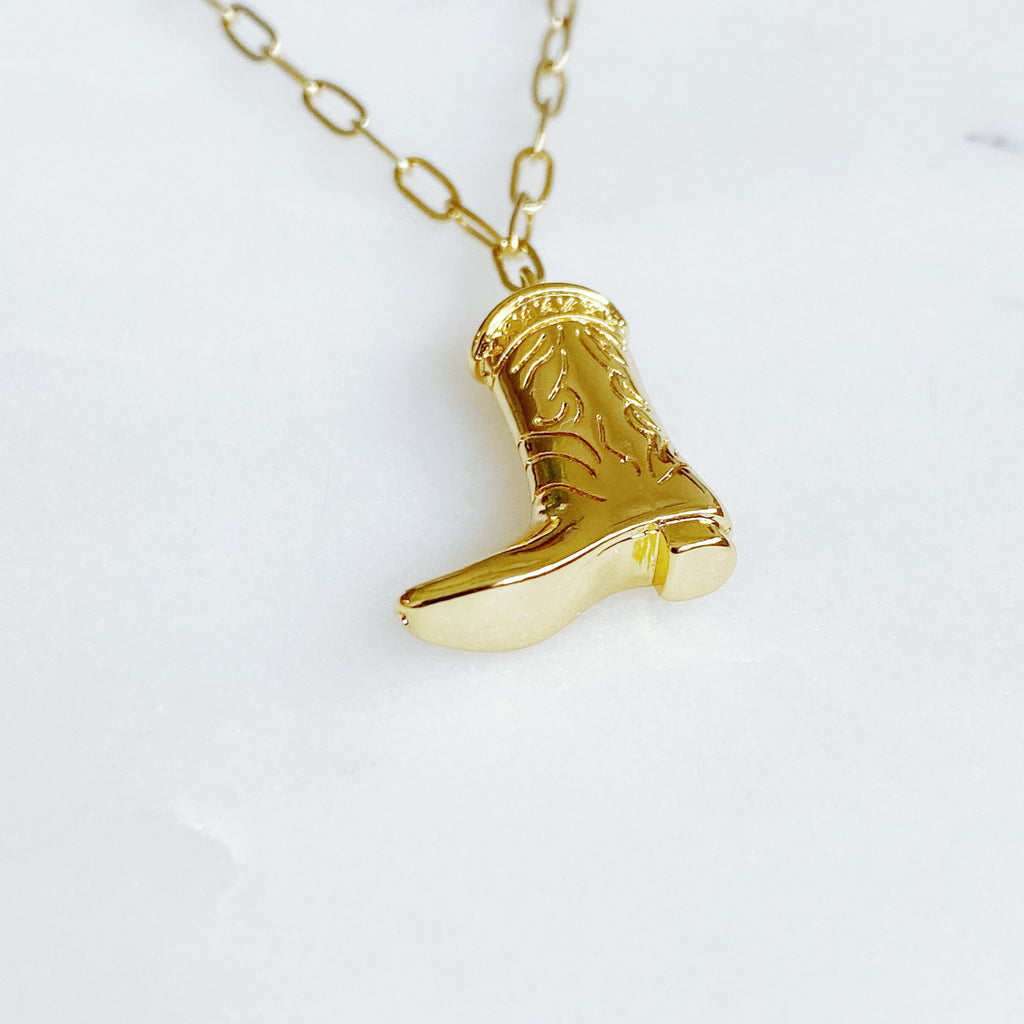 Gold Cowgirl Boot Necklace