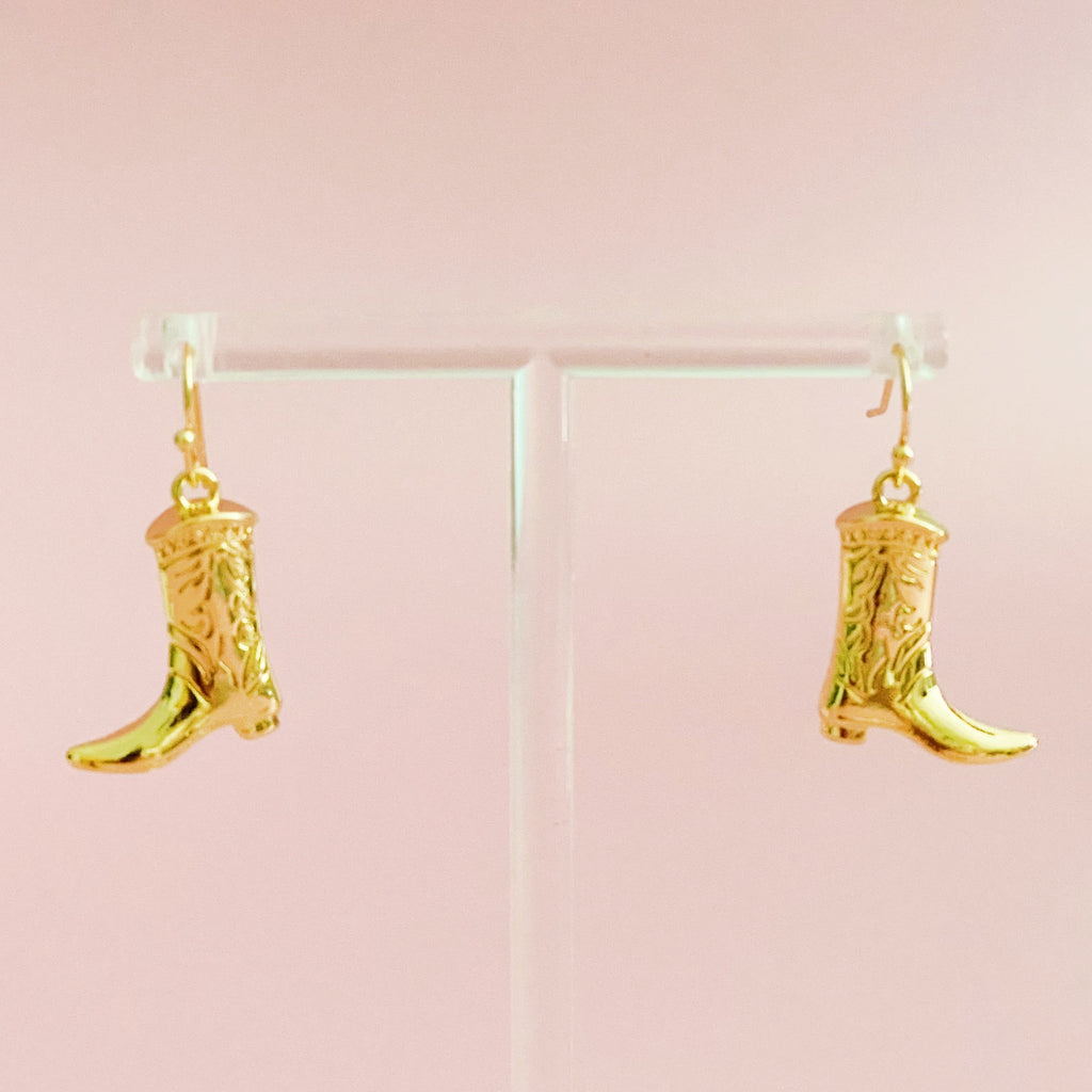 Gold Cowgirl Boot Earrings