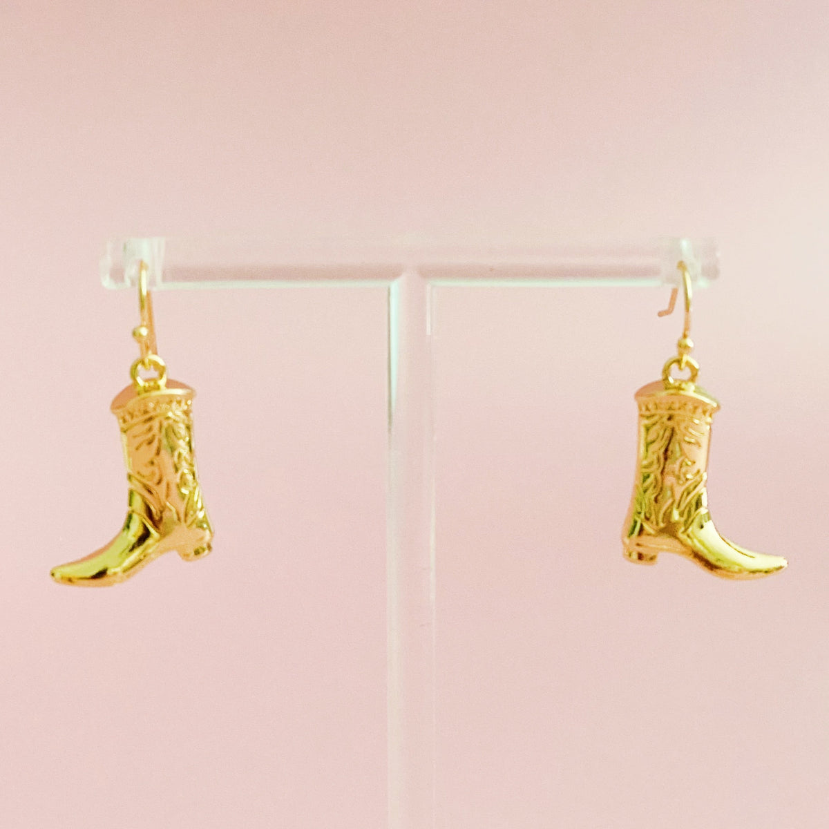 Gold Cowgirl Boot Earrings