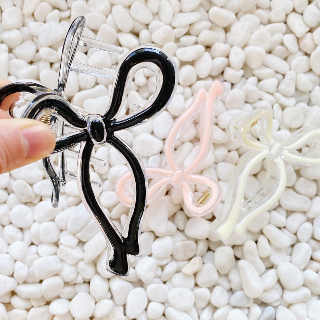 Pink Bow Hair Claw Clip