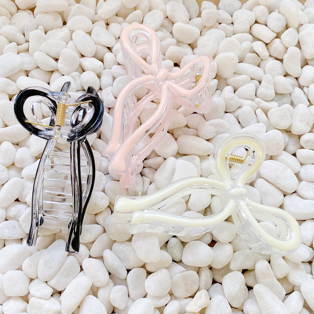 Pink Bow Hair Claw Clip