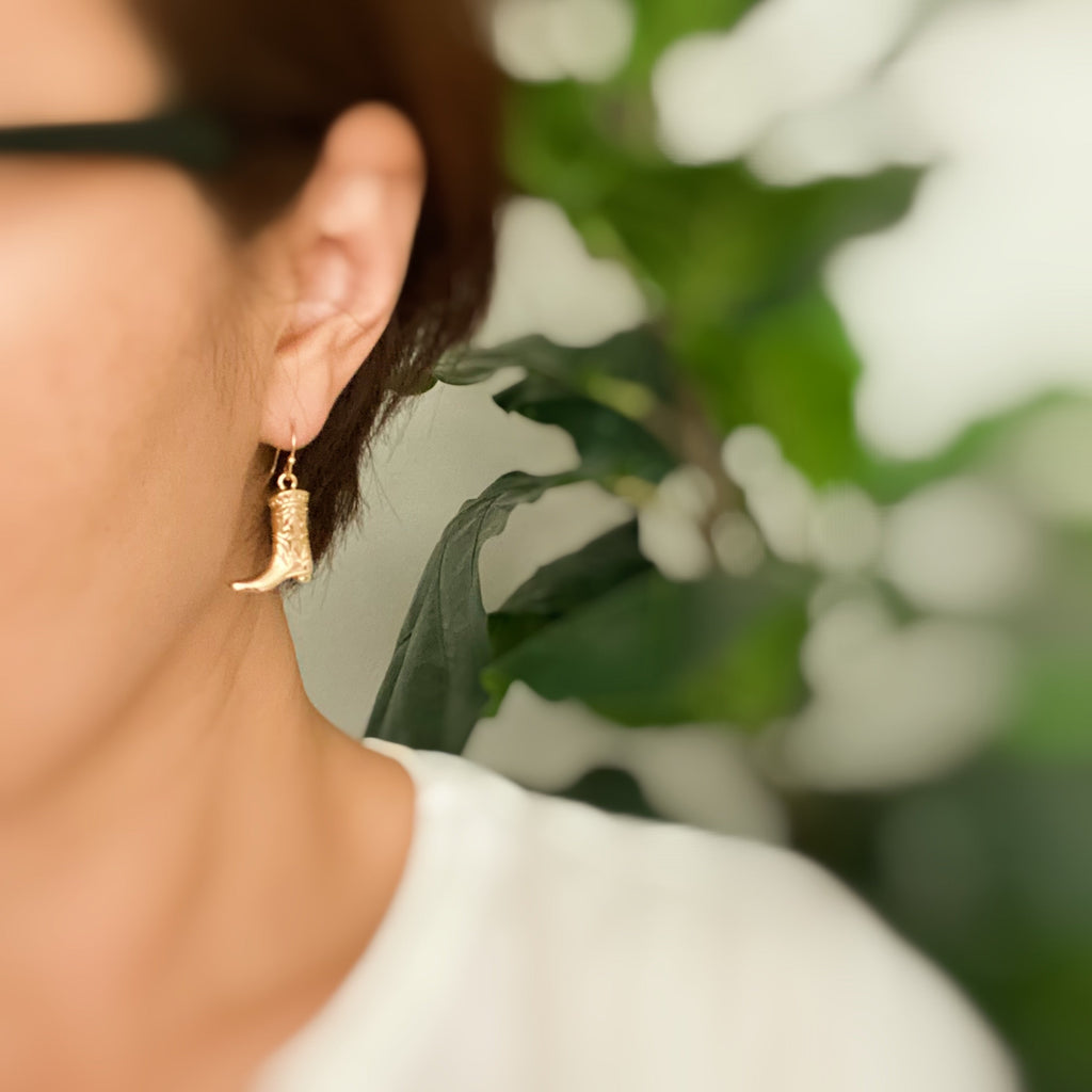 Gold Cowgirl Boot Earrings