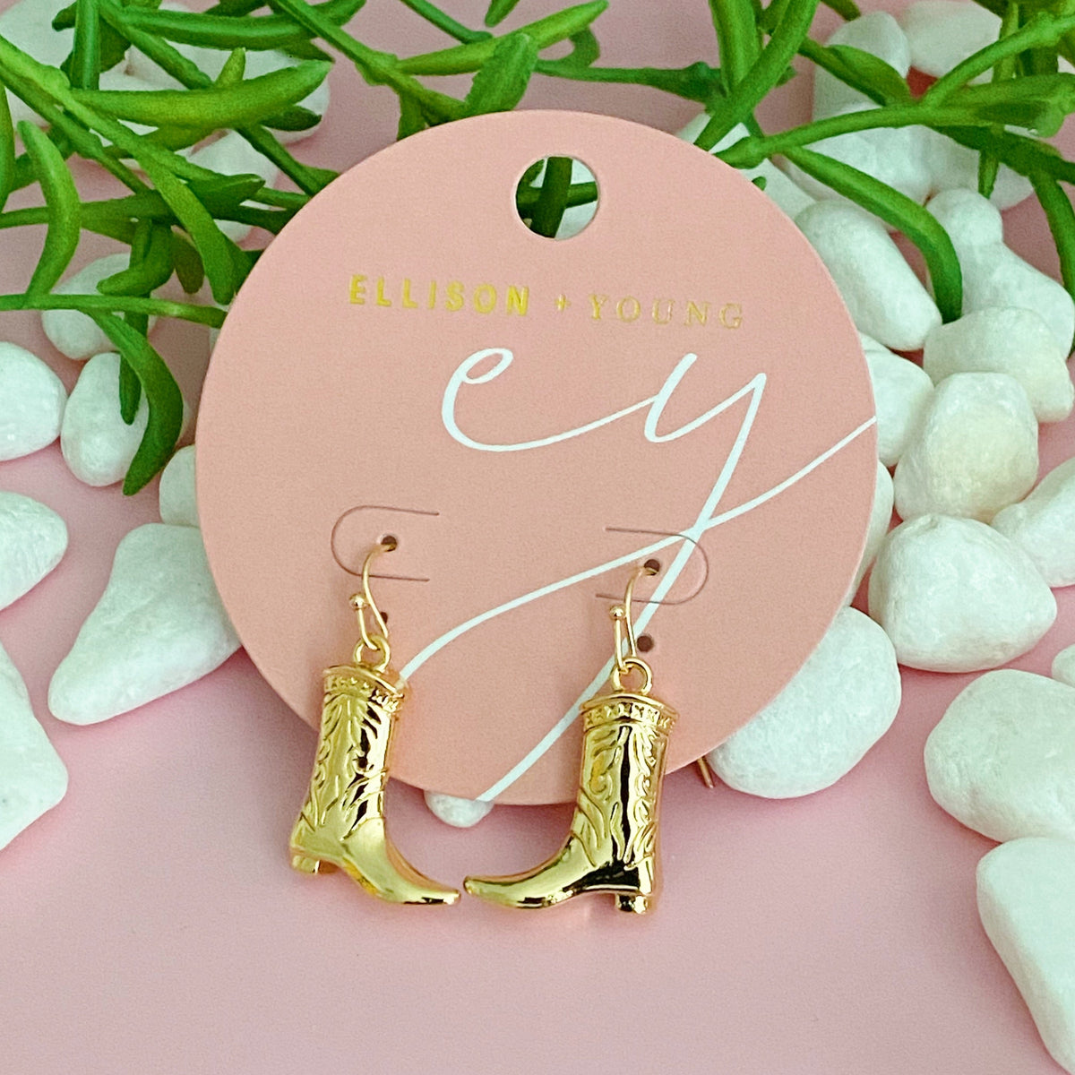 Gold Cowgirl Boot Earrings