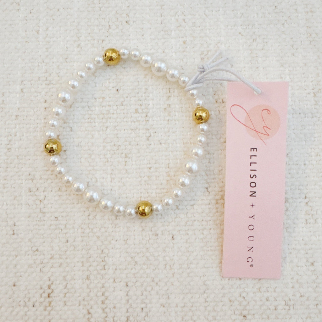 Pearl & Gold Stretch Bracelet