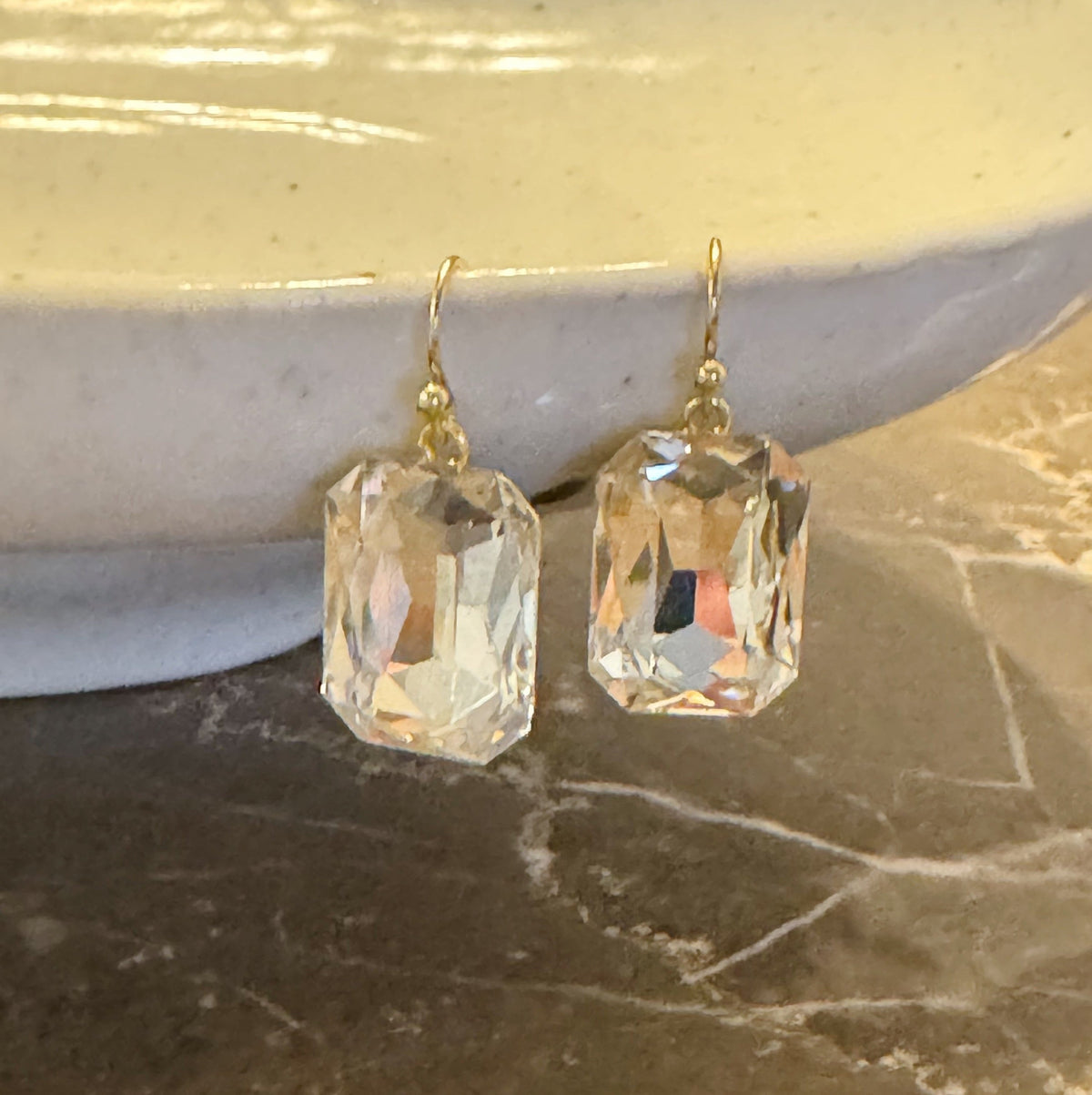 Faceted Crystal Drop Earrings
