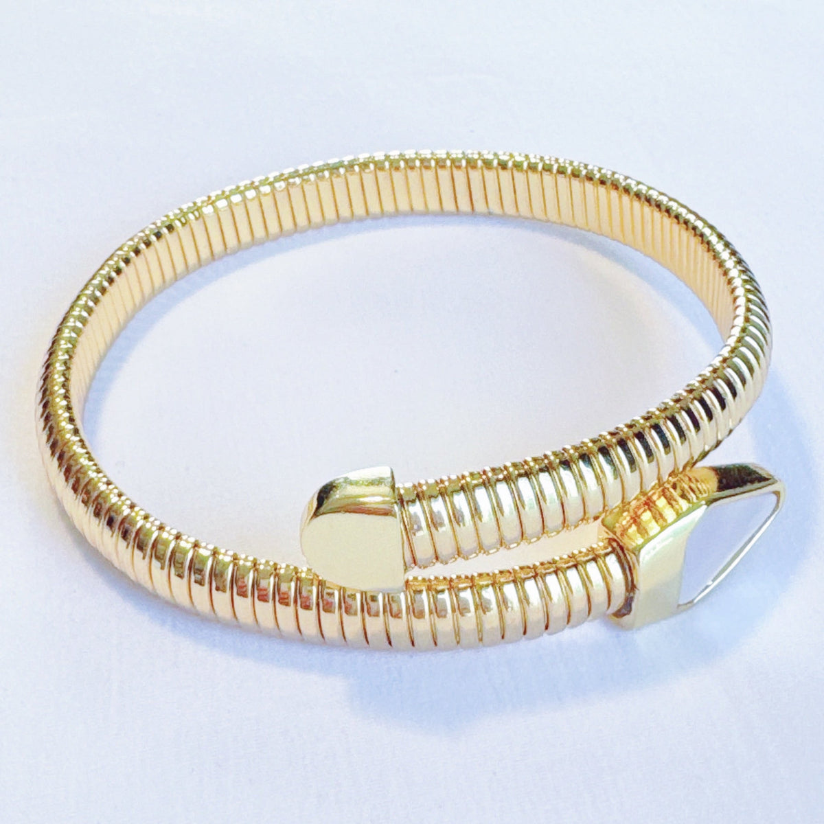 Gold Coil Stone Bangle Bracelet