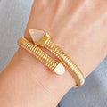 Gold Coil Stone Bangle Bracelet