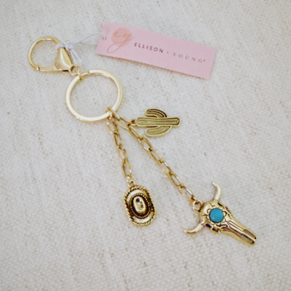 Western Bull Skull Bag Charm