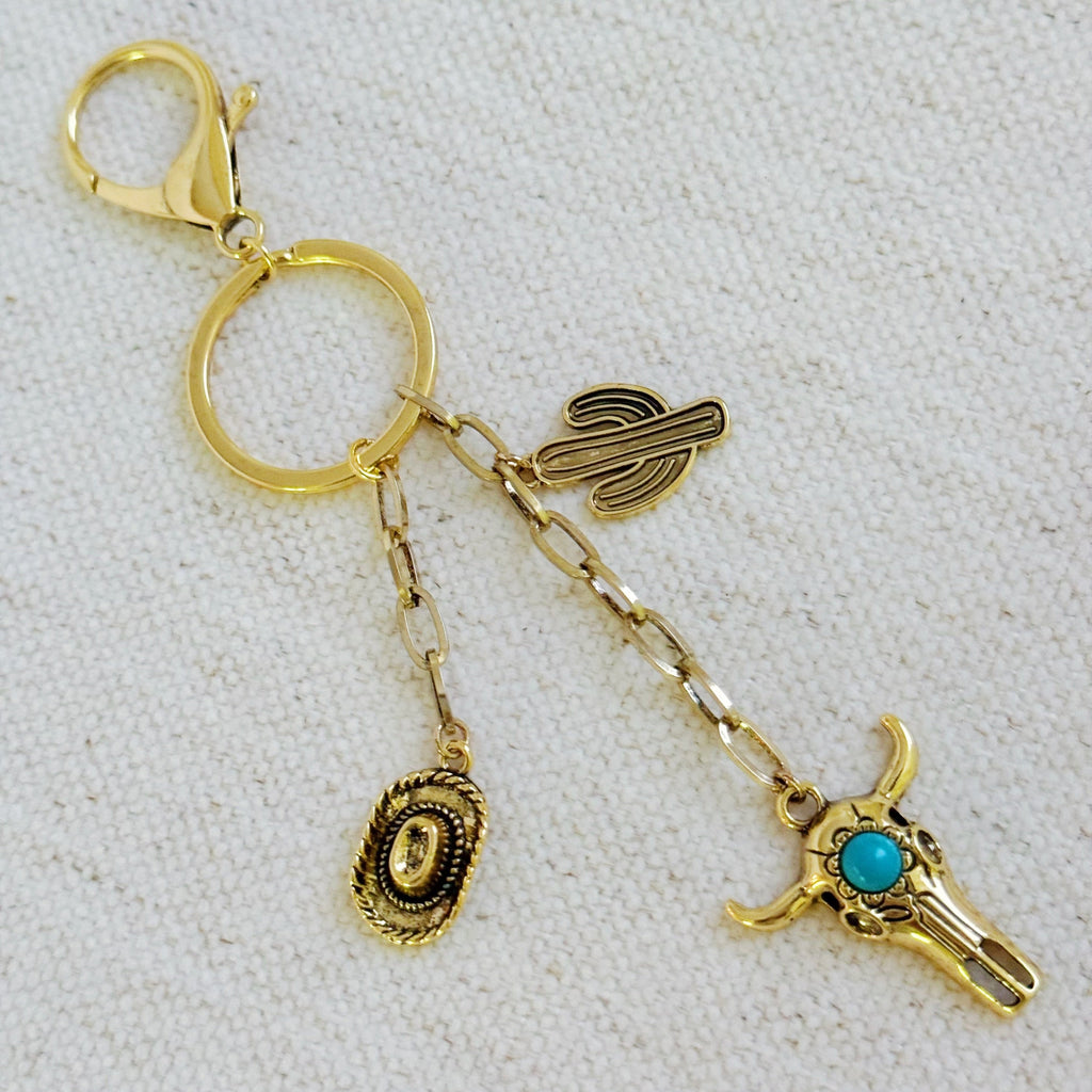 Western Bull Skull Bag Charm