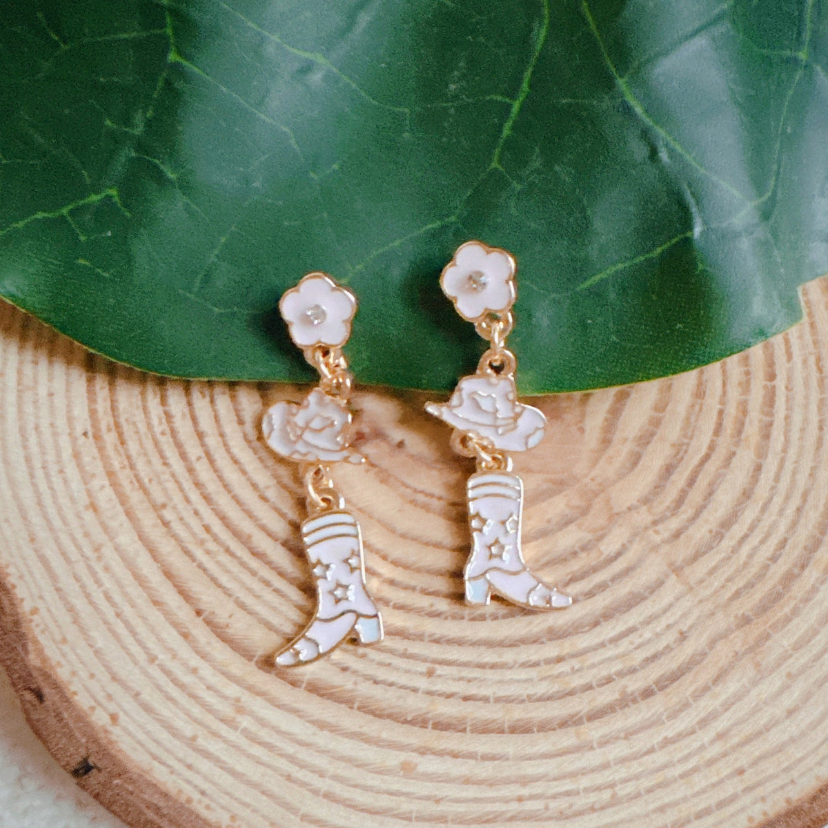 Western Cowgirl Boot & Hat Dangle Earrings
