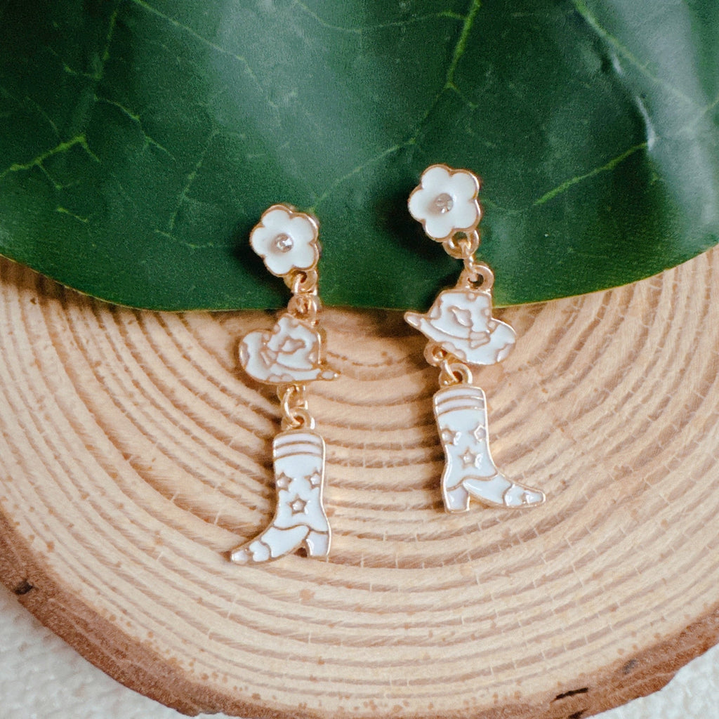 Western Cowgirl Boot & Hat Dangle Earrings