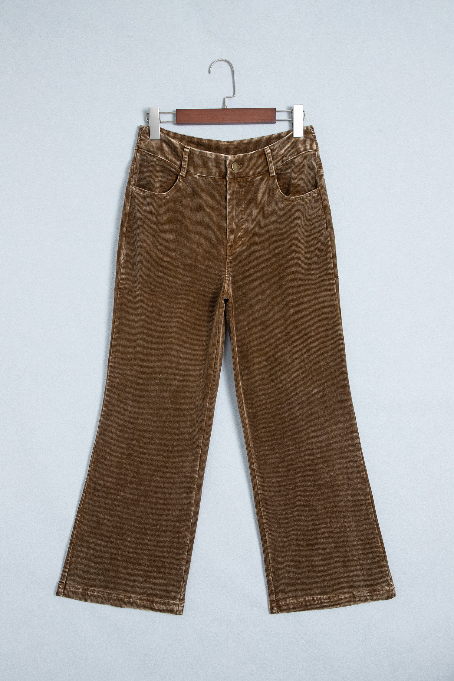 Camel Corduroy Straight Leg Pants