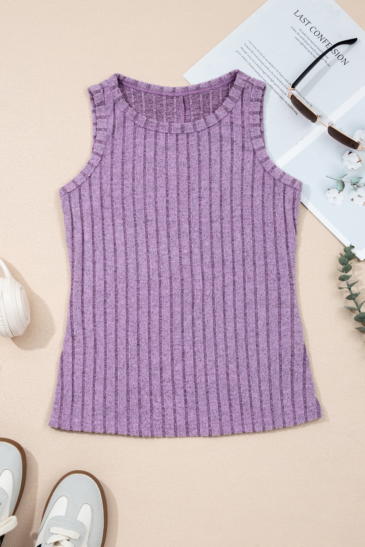 Camel Mineral Wash Ribbed Tank