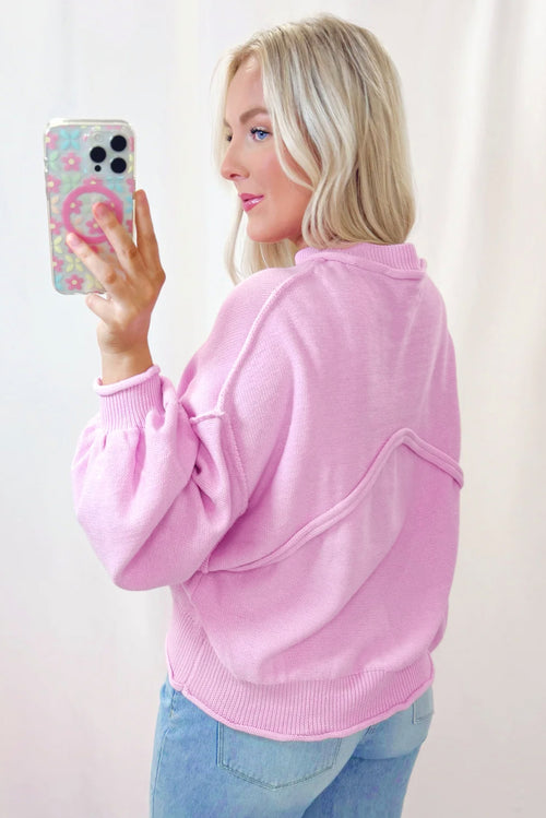 Blush Raw Edge Knit Sweater