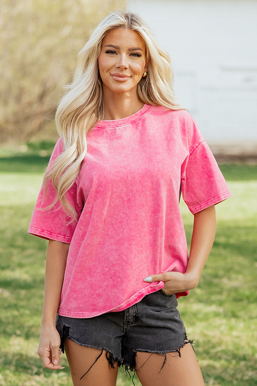 Blush Pink Raw Seam Sweatshirt