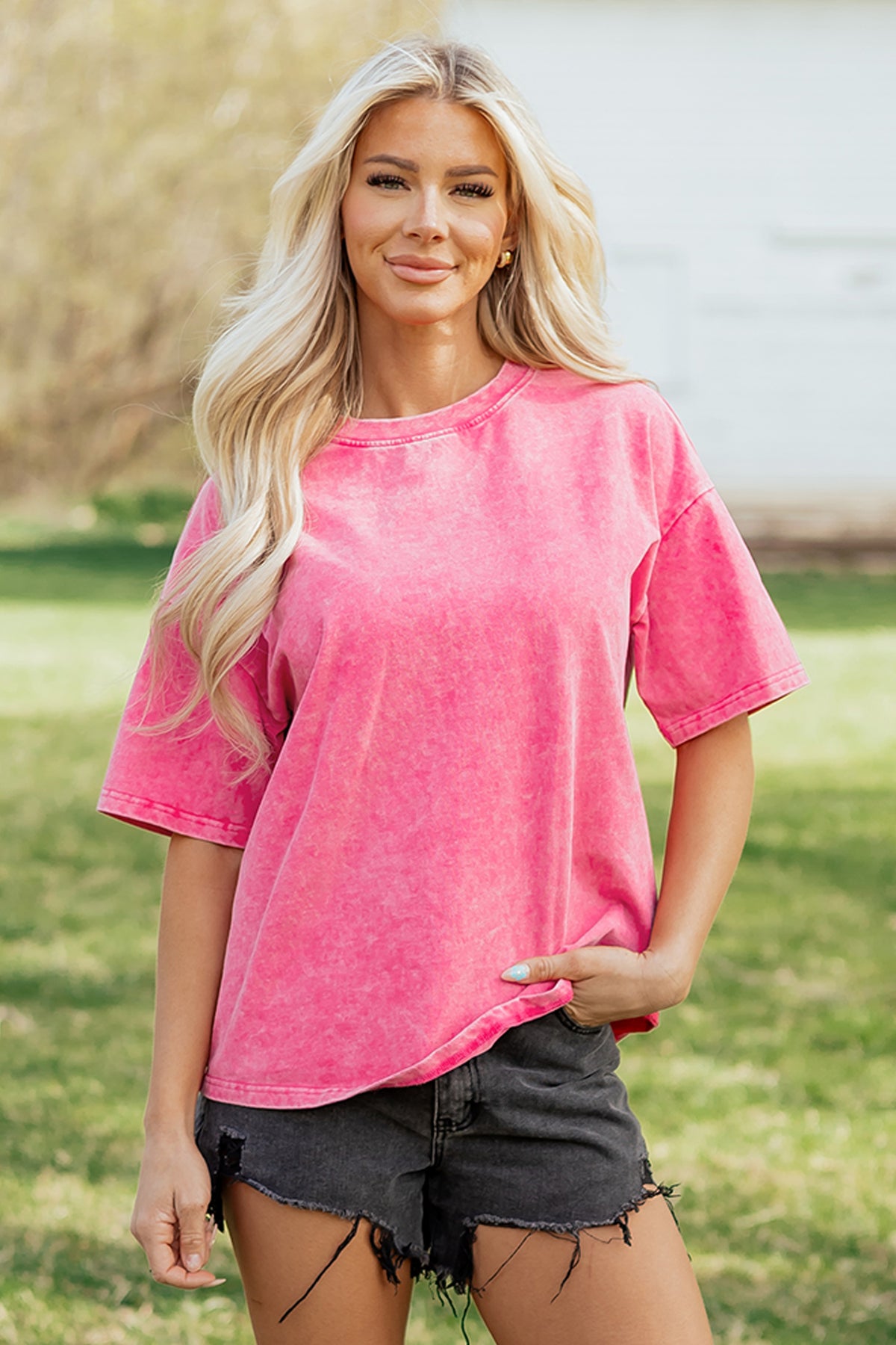 Blush Pink Raw Seam Sweatshirt