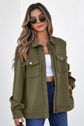 Remi Olive Zip-Up Utility Jacket