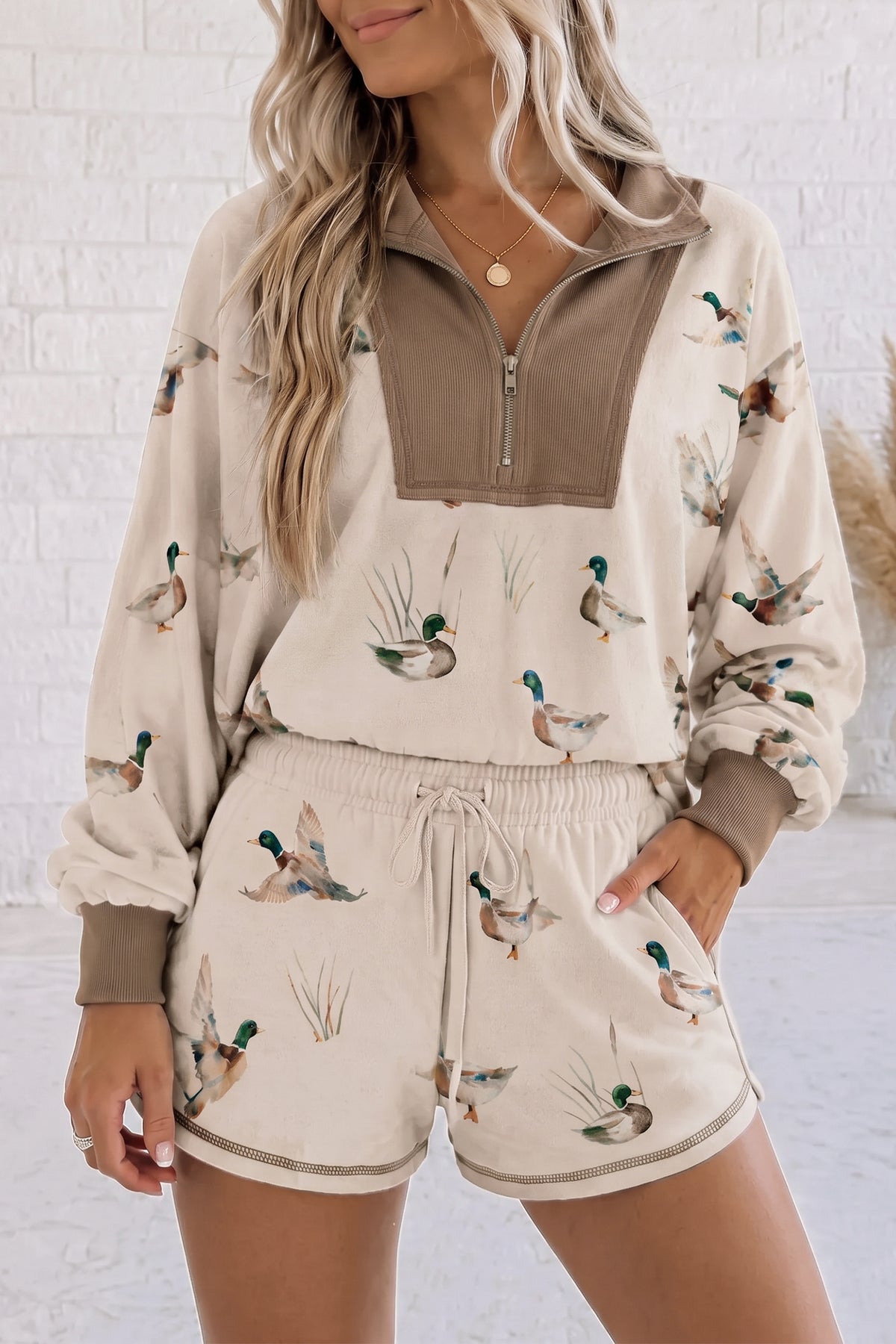Mallard Quarter-Zip Pullover & Shorts Set
