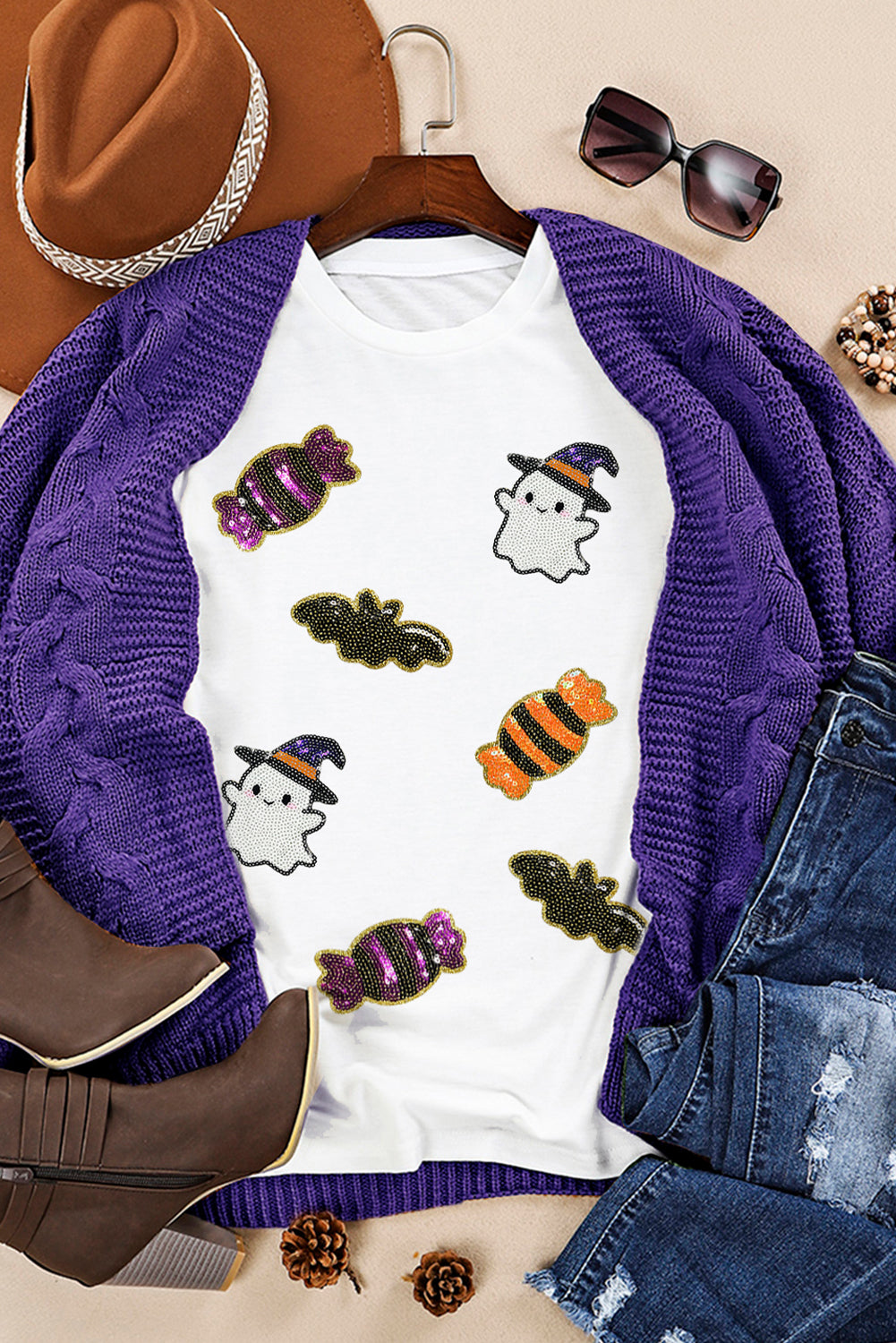 Sequin Halloween Spirit Graphic Tee