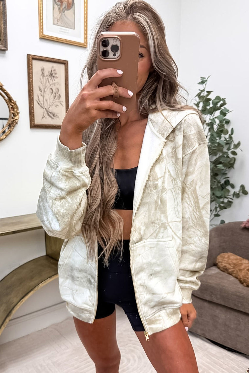 Abstract Camo Zip-Up Hoodie
