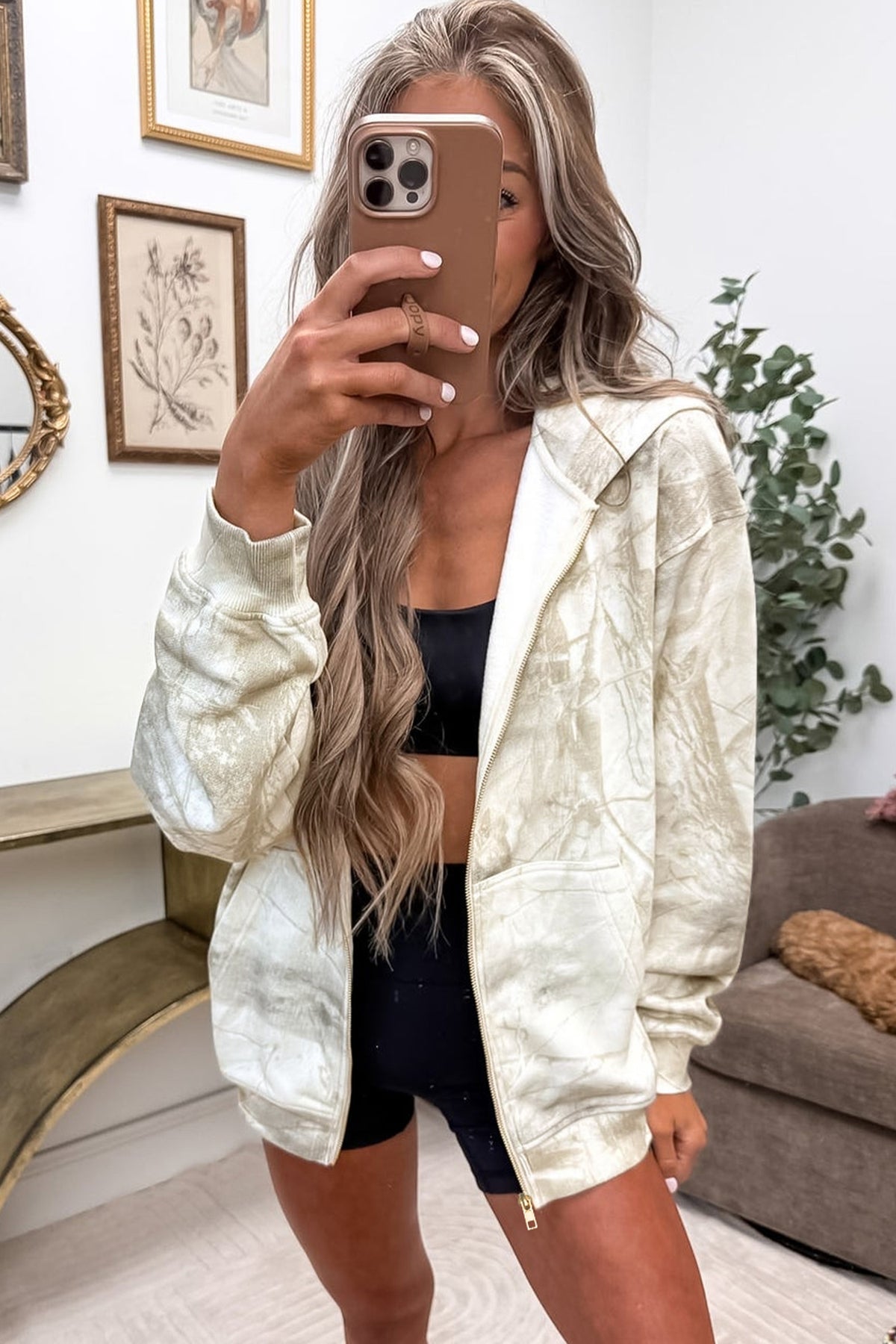 Abstract Camo Zip-Up Hoodie
