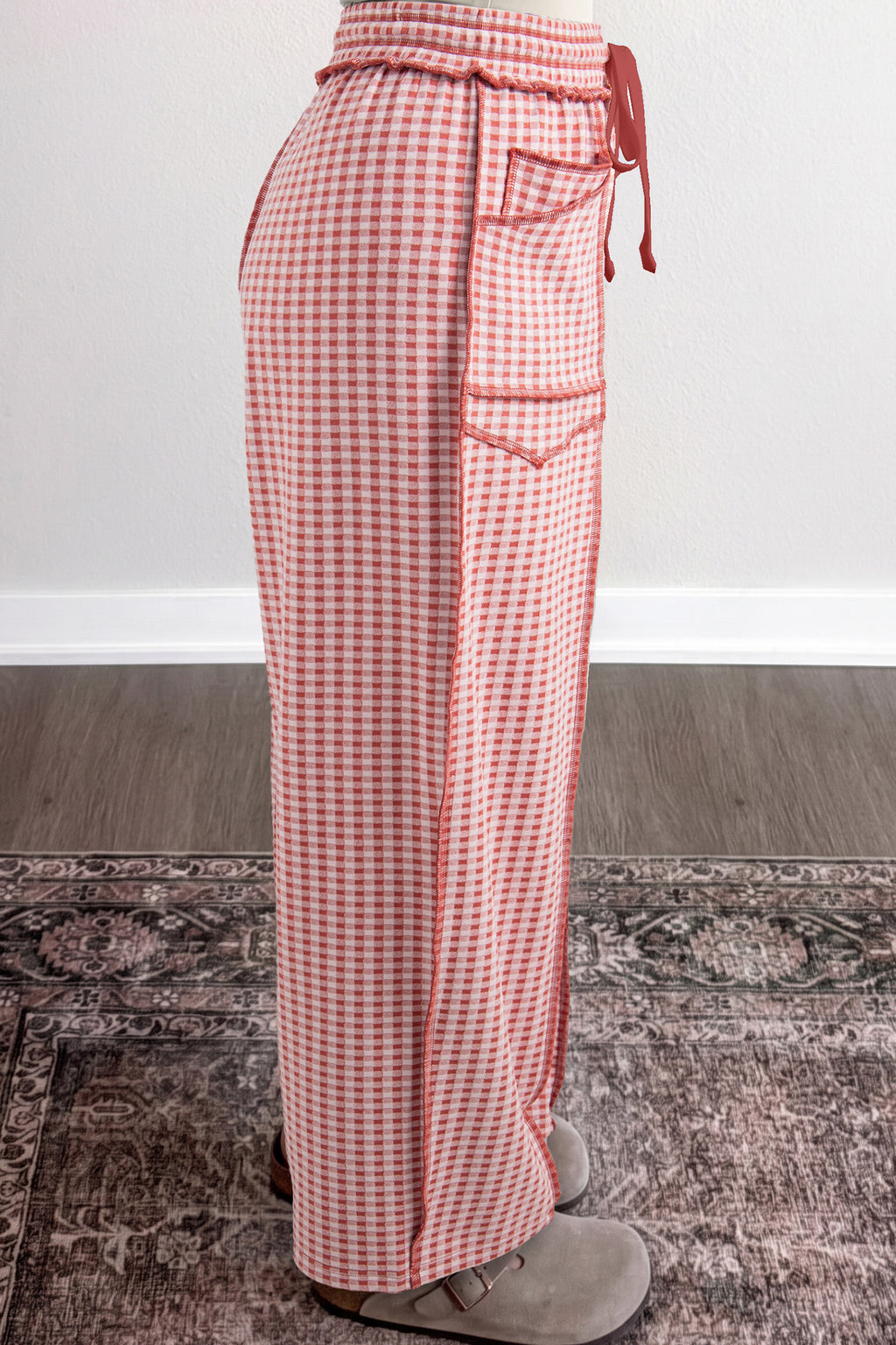 Green Plaid Drawstring Pants