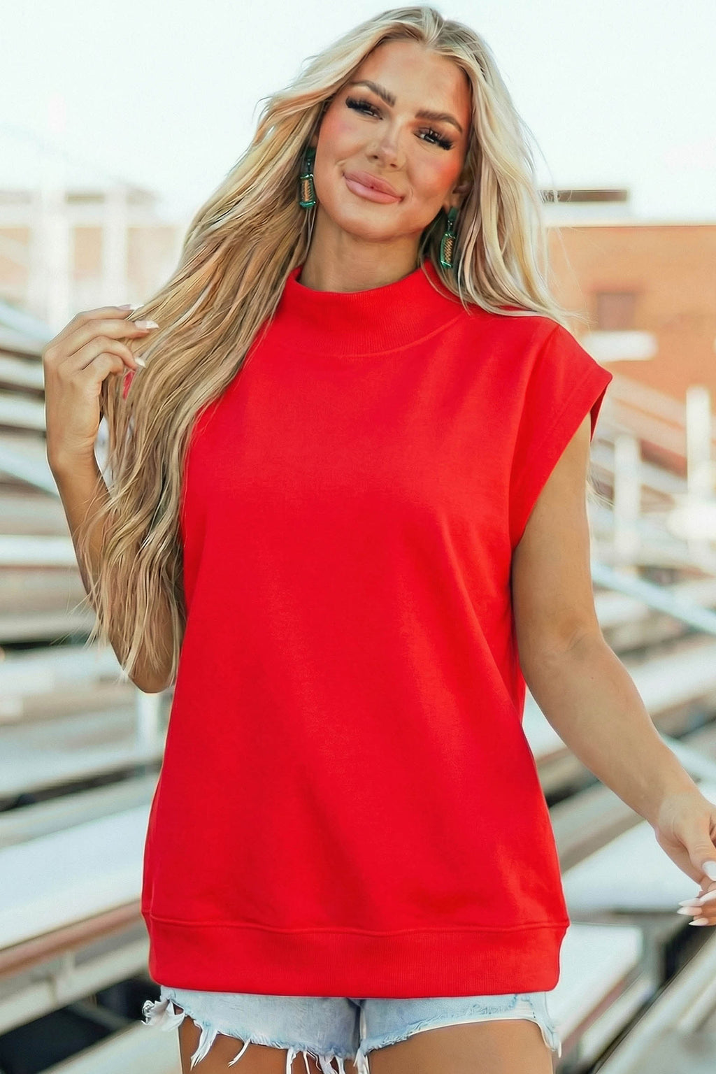 Everyday High Neck Cap Sleeve Top