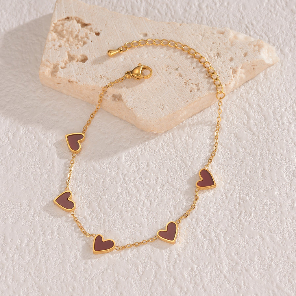 Dainty White Heart Charm Bracelet
