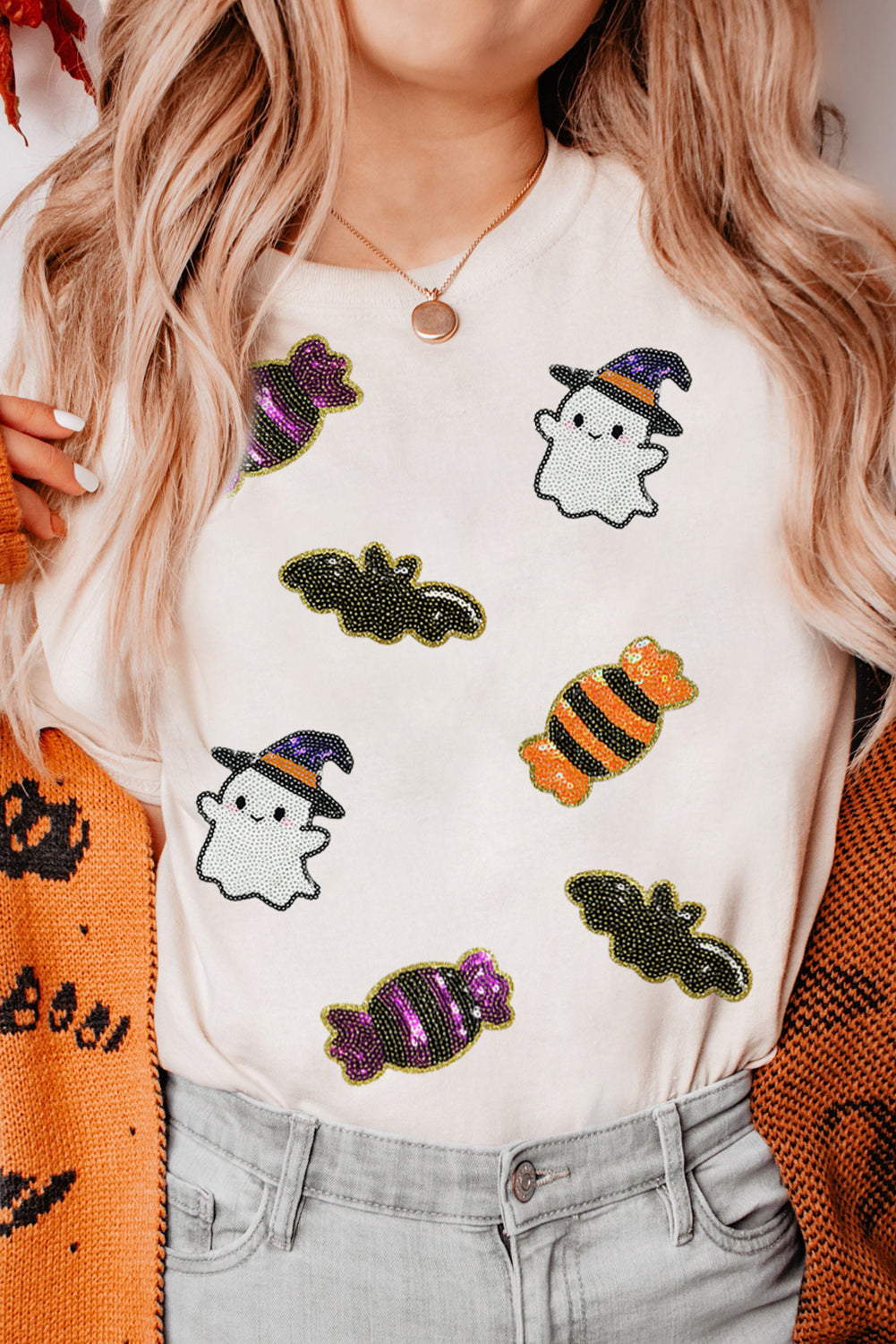 Sequin Halloween Spirit Graphic Tee