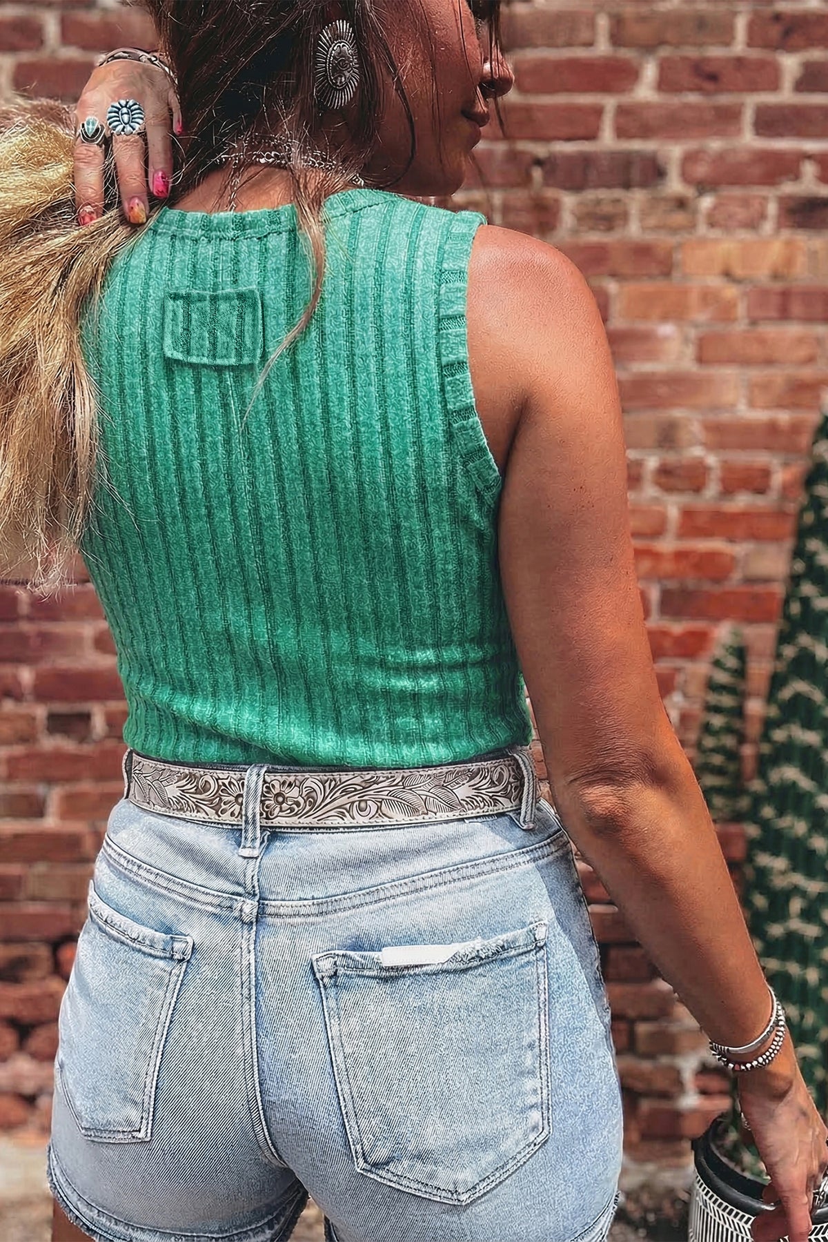 Camel Mineral Wash Ribbed Tank