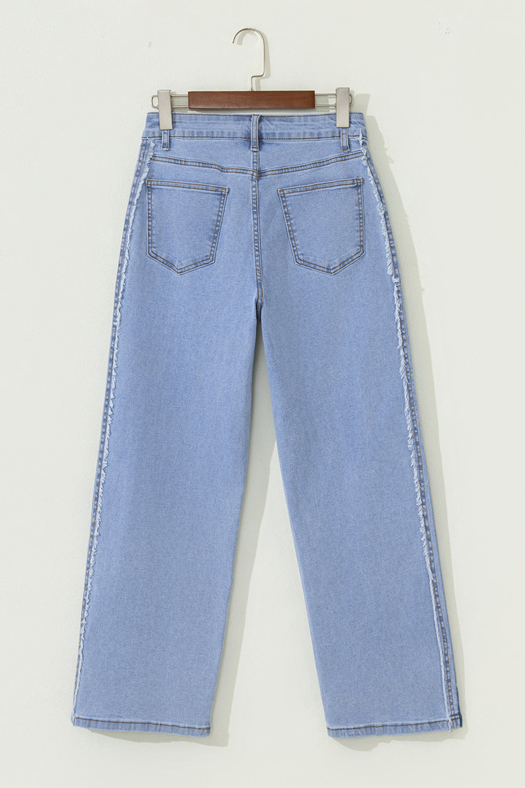 Contrast Stripe Frayed Side Jeans