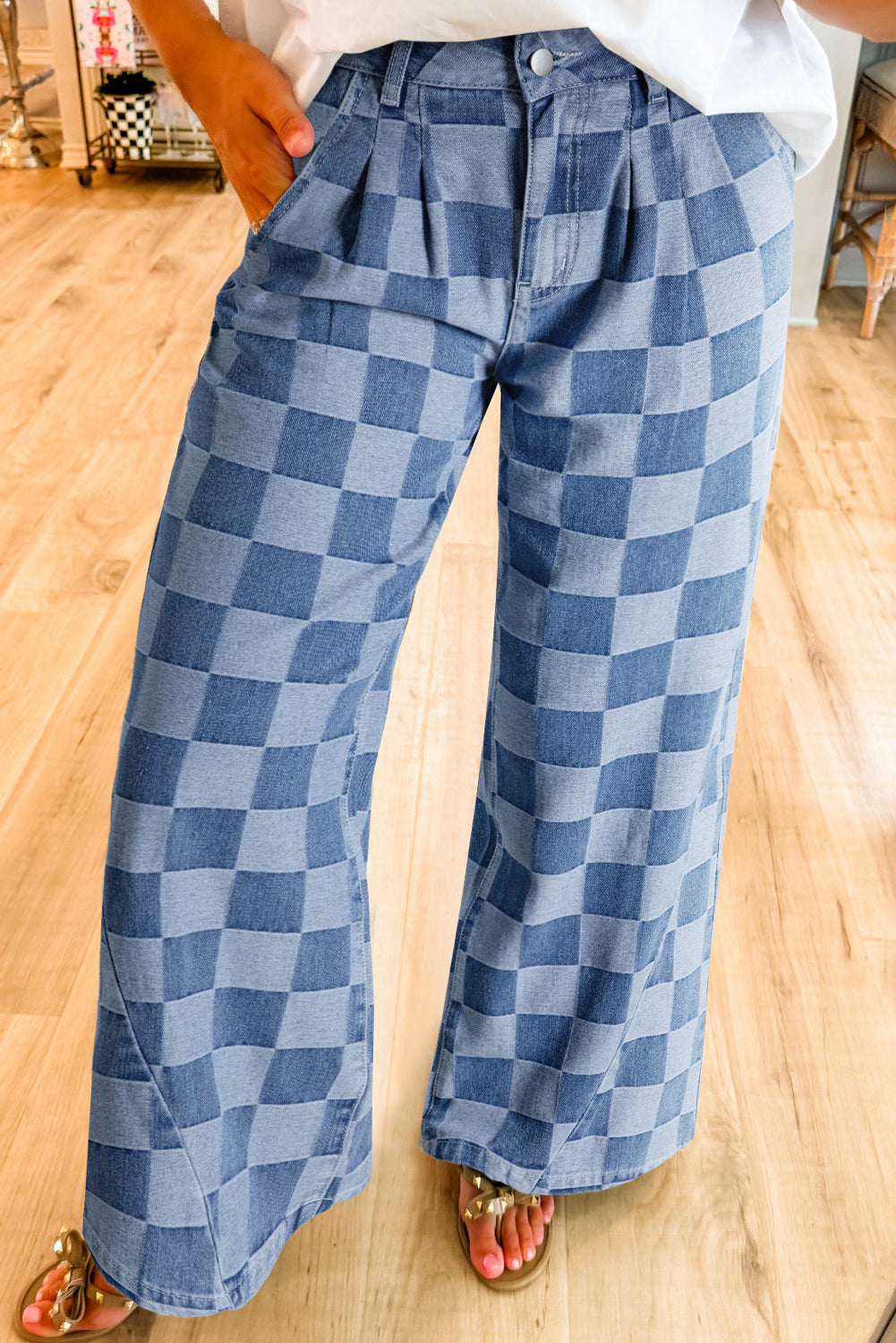 Women’s Heritage Checkered Wide-Leg Jeans