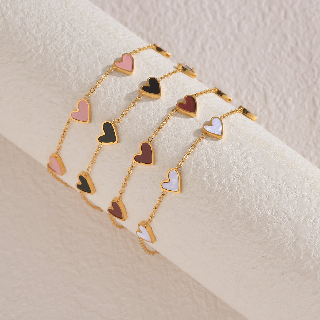 Dainty White Heart Charm Bracelet