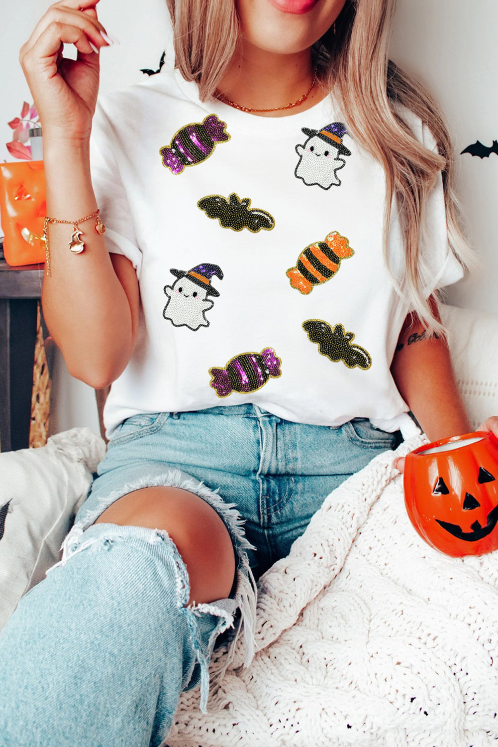 Sequin Halloween Spirit Graphic Tee